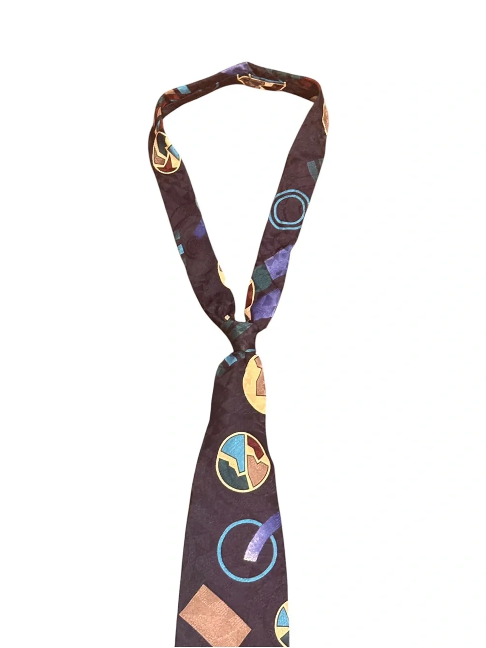 Vintage 100% Silk Geometric Abstract Retro Necktie